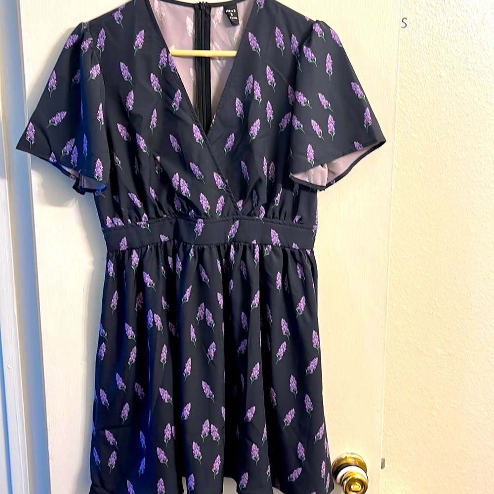 Lavender flowy mini dress